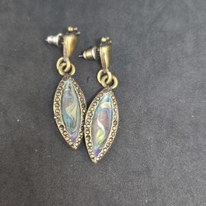 Gold Tone Enamel Painted Earrings